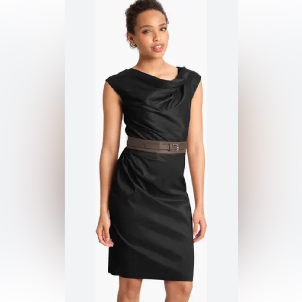 Suzi Chin for Maggy Boutique Black Dress with Brown Belt